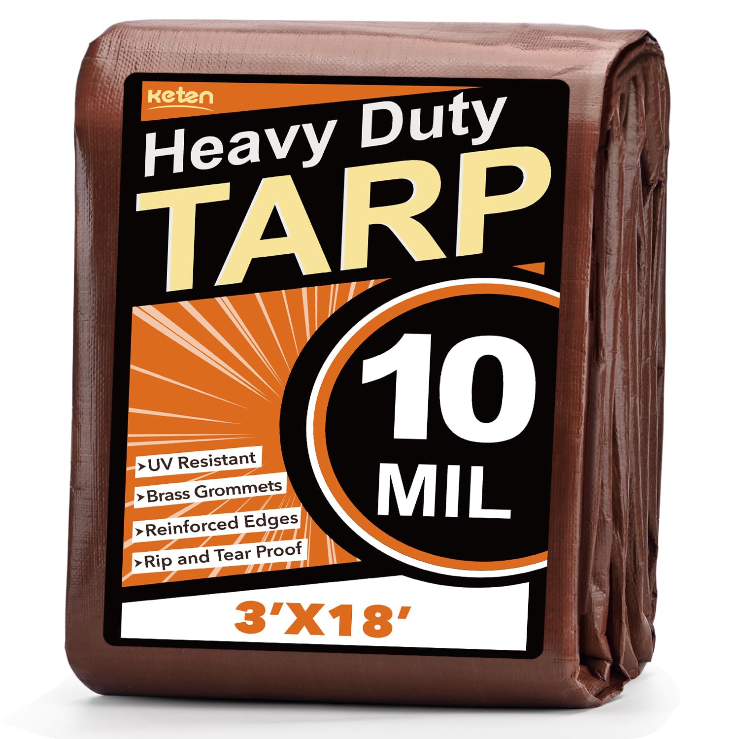 Keten Tarps Heavy Duty Waterproof 3x18Ft, 10 Mil Thick
